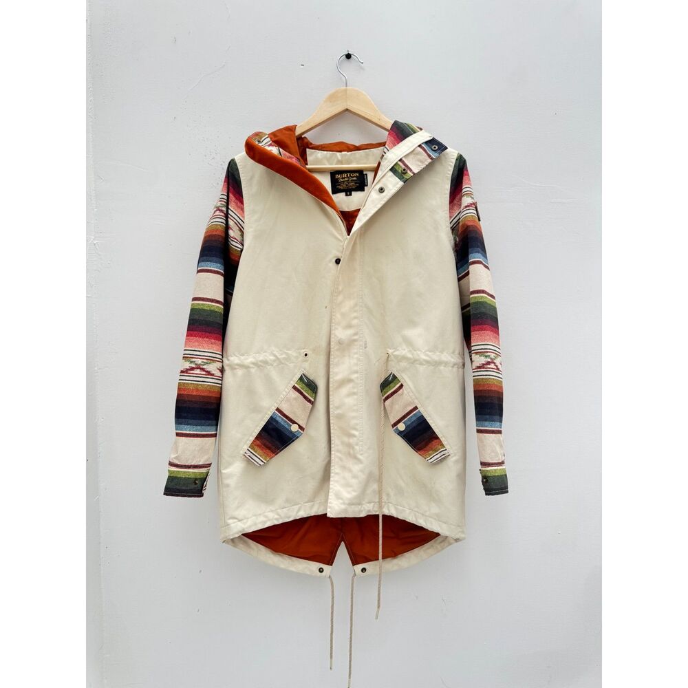 AS-IS Burton Sadie Jacket Womens S Small Cream Serape Hood Snowboard Coat